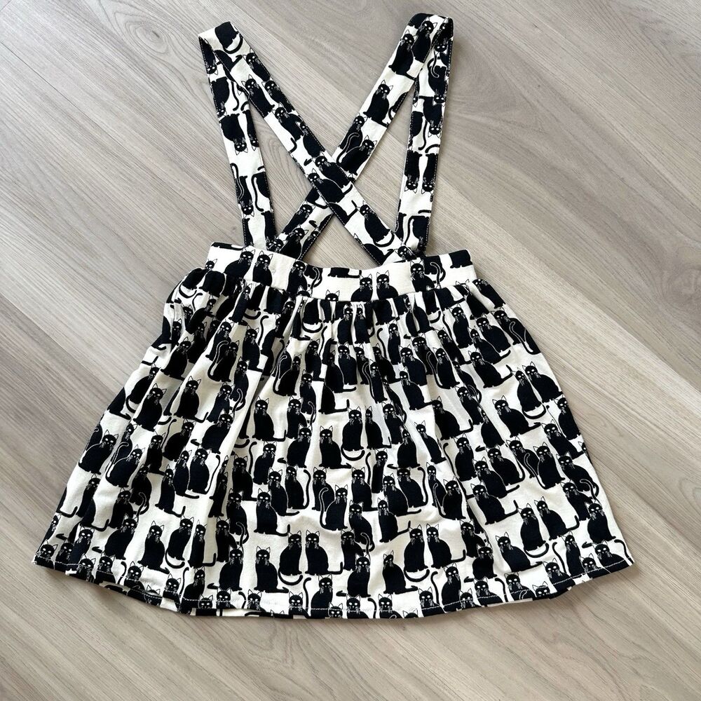 NEW Kate Quinn gathered suspender skirt black cat 5Y
